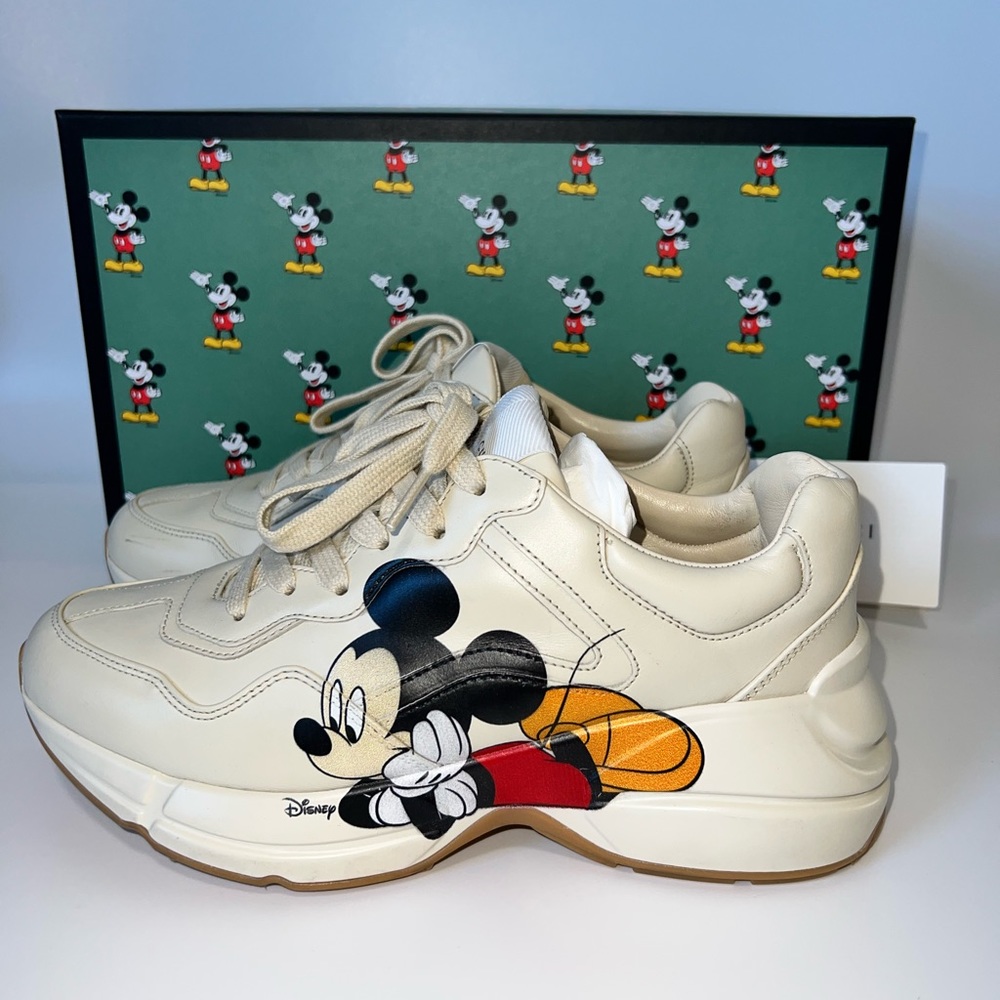 Woman’s Gucci x Disney Mickey Mouse Rhyton leather trainers